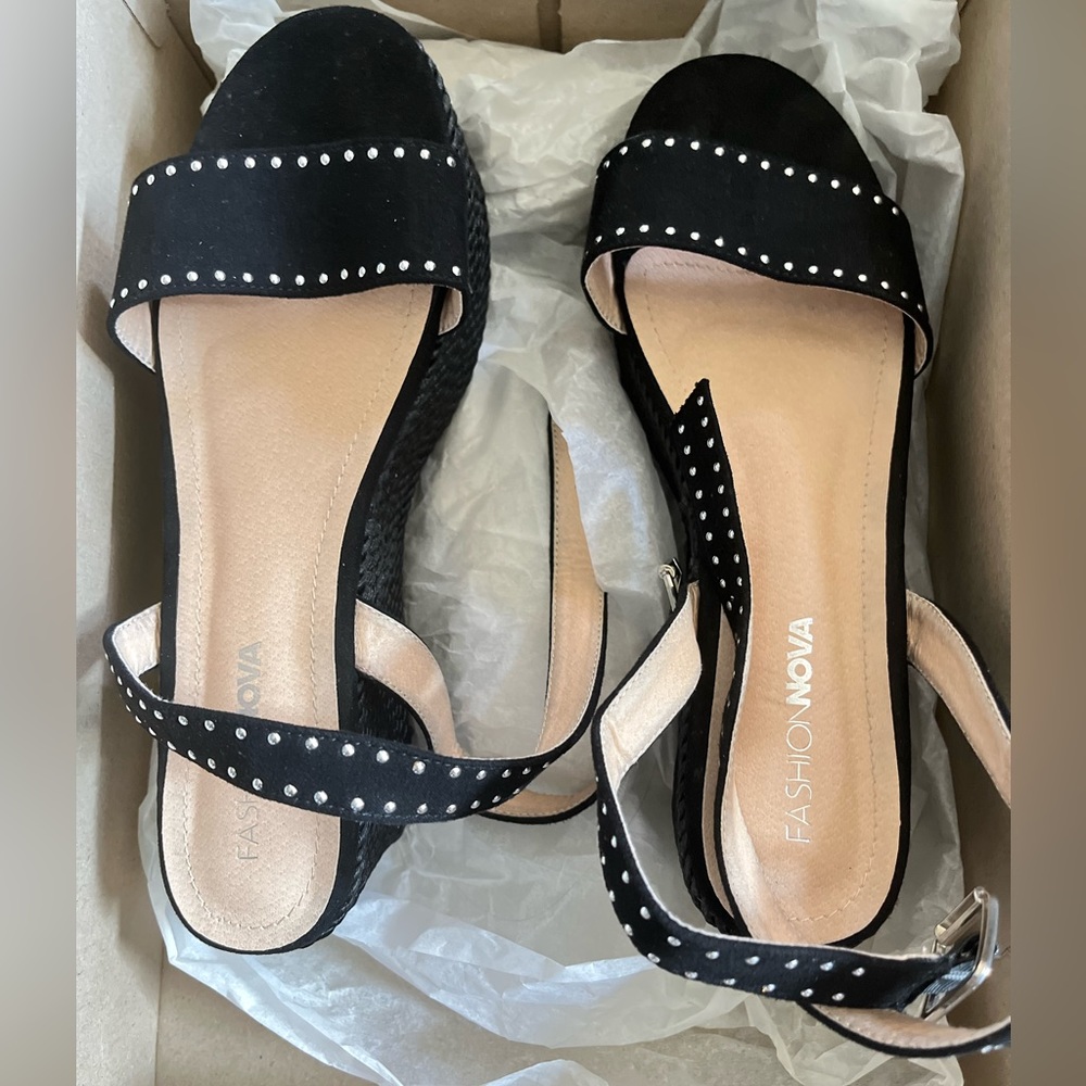 Fashion Nova Wedge Ankle Strap heels